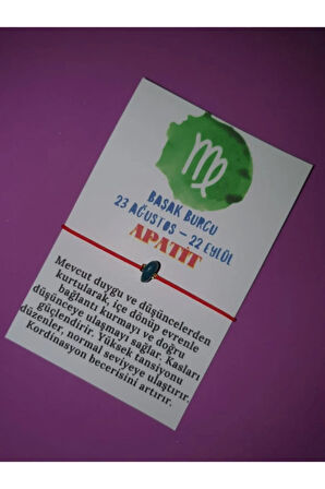 Sertifikalı Başak Burcu Apatit Doğal Taşlı Ip Burç Bilekliği