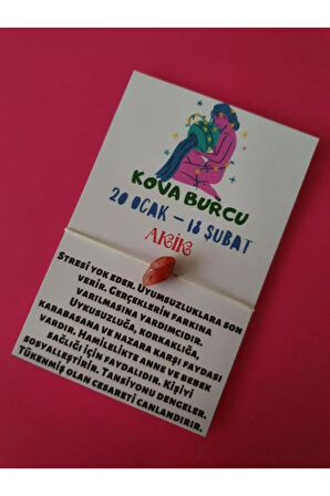 Sertifikalı Kova Burcu Akik Doğal Taşlı Ip Burç Bilekliği