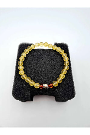 Sertifikalı Doğal Sitrin Taşı & Kehribar Bileklik Aaa Kalite 6 Mm Bileklik