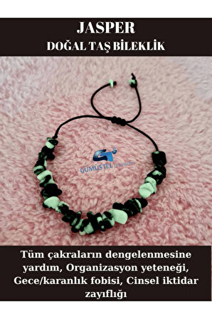 Sertifikalı Doğal Kırık Taş Panda Jasper Taşı Bileklik Asansörlü Kilit Sistemi