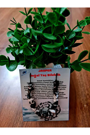 Sertifikalı Doğal Kırık Taş Panda Jasper Taşı Bileklik Asansörlü Kilit Sistemi