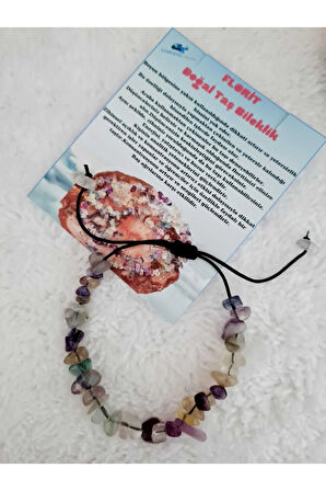 Sertifikalı Doğal Kırık Taş Florit Taşı Bileklik Asansörlü Kilit Sistemi