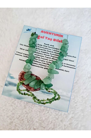 Sertifikalı Doğal Kırık Taş Aventurin Taşı Bileklik Asansörlü Kilit Sistemi