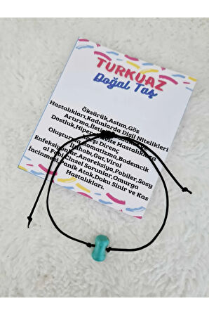 Sertifikalı Turkuaz Doğal Taş Bileklik Makrome Kilit Sistemi