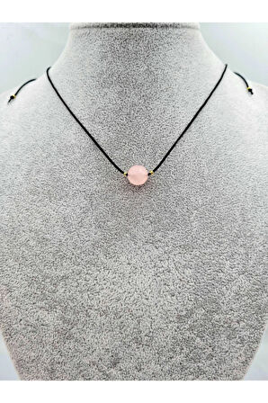 Sertifikalı Pembe Kuvars Taşı Kolye Ayarlanabilir Orijinal Doğal Taş Çok Fonksiyonlu Kolye 10 Mm