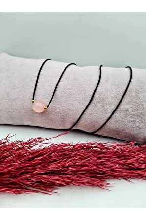 Sertifikalı Pembe Kuvars Taşı Kolye Ayarlanabilir Orijinal Doğal Taş Çok Fonksiyonlu Kolye 10 Mm