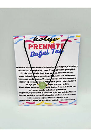Sertifikalı Prehnite Taşı Kolye Ayarlanabilir Orijinal Doğal Taş Çok Fonksiyonlu Kolye 8mm