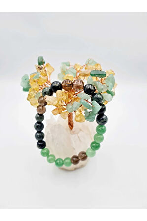 Sertifikalı Sağlık Ve Şifa Tılsım Bilekliği Aventurin-dumanlı Kuvars-serpantin Taşı Uniseks Doğaltaş