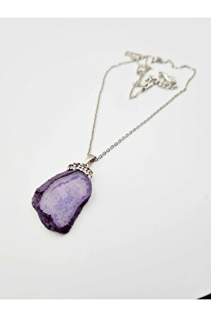 Sertifikalı Doğal Işlenmemiş Akik Taşı Kolye Tasarım