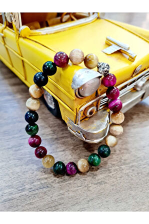 Sertifikalı Renkli Kaplan Gözü Doğal Taş Bileklik Aaa Kalite