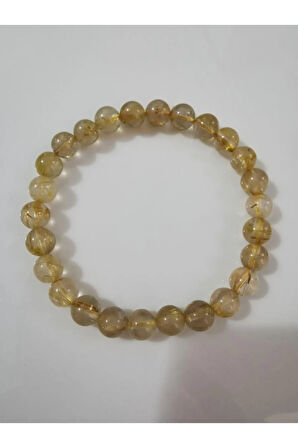 Sertifikalı Gold Rutil Kuvars Doğal Taş Bileklik