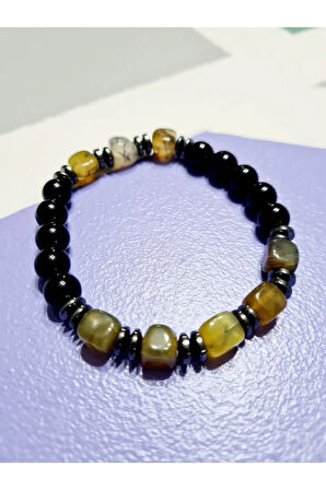 Sertifikalı Orijinal Doğal Taş Bileklik Akik Hematit Sürpriz Hediyeli