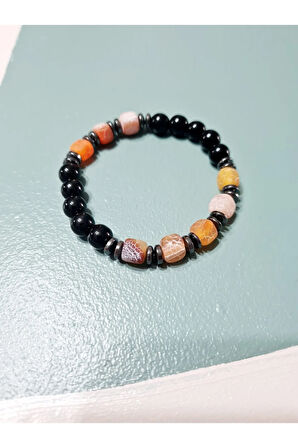 Sertifikalı Orijinal Doğal Taş Bileklik Akik Hematit Sürpriz Hediyeli