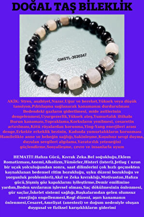 Sertifikalı Orijinal Doğal Taş Bileklik Akik Hematit Sürpriz Hediyeli