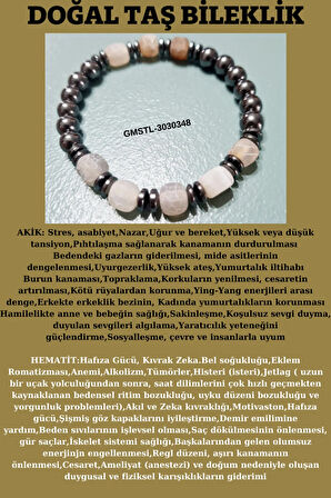 Sertifikalı Orijinal Doğal Taş Bileklik Akik Hematit Sürpriz Hediyeli