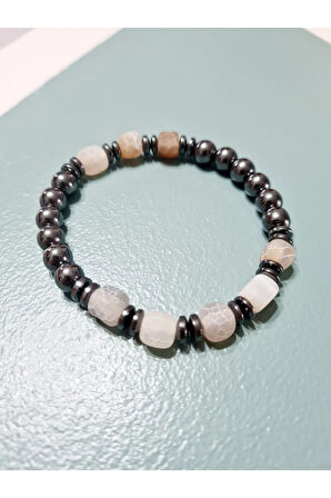 Sertifikalı Orijinal Doğal Taş Bileklik Akik Hematit Sürpriz Hediyeli