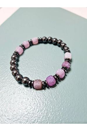 Sertifikalı Orijinal Doğal Taş Bileklik Akik Hematit Sürpriz Hediyeli