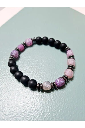 Sertifikalı Orijinal Doğal Taş Bileklik Akik Hematit Oniks Sürpriz Hediyeli