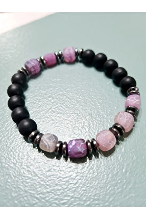 Sertifikalı Orijinal Doğal Taş Bileklik Akik Hematit Oniks Sürpriz Hediyeli