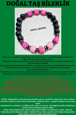 Sertifikalı Orijinal Doğal Taş Bileklik Akik Hematit Oniks Sürpriz Hediyeli