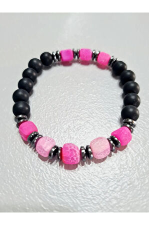 Sertifikalı Orijinal Doğal Taş Bileklik Akik Hematit Oniks Sürpriz Hediyeli