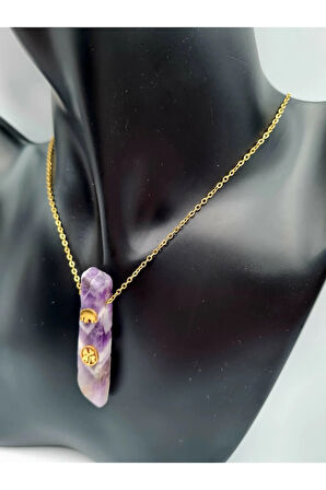 Sertifikalı Doğal Taş Ametist Kolye