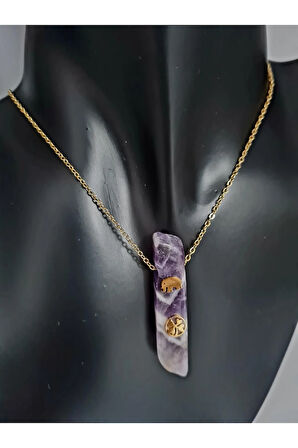 Sertifikalı Doğal Taş Ametist Kolye