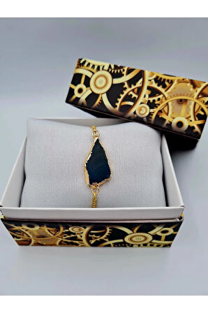 Sertifikalı Akik Doğal Taş Bileklik Asansörlü Kilit Sistemi