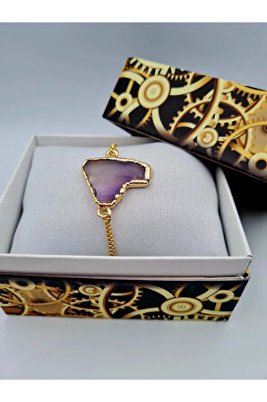 Sertifikalı Akik Doğal Taş Bileklik Asansörlü Kilit Sistemi