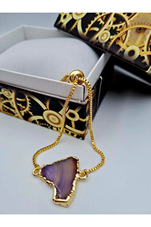 Sertifikalı Akik Doğal Taş Bileklik Asansörlü Kilit Sistemi