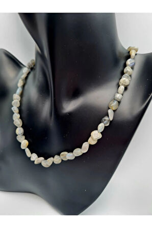 Sertifikalı Labradorit Orijinal Doğal Taş Tımbıl Kolye Aaa Kalite