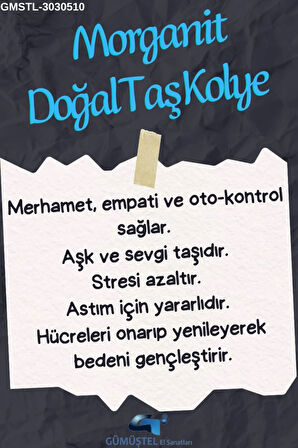 Sertifikalı Morganit Orijinal Doğal Taş Tımbıl Kolye Aaa Kalite