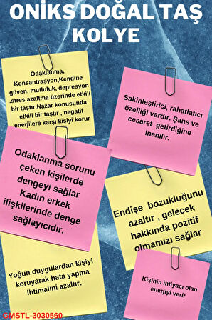 Sertifikalı Oniks Doğal Taş Kolye Orijinal Doğal Taş El Yapımı Tel Sarma Aaa Kalite