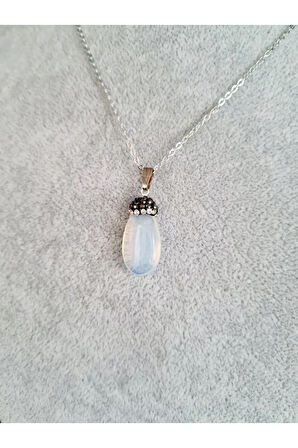 Sertifikalı Opal Doğal Taş Kolye Zirkon Taş Süslemeli Aaa Kalite Sürpriz Hediyeli