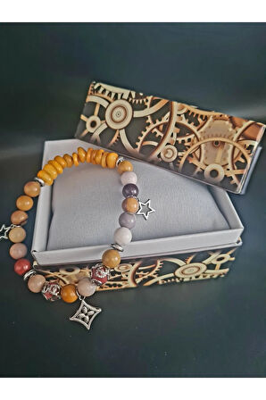 Sertifikalı Doğal Taş Bileklik Özel Tasarım Jasper Sedef Doğal Taş Aaa Kalite Sürpriz