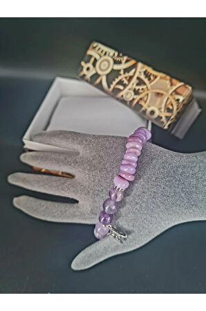 Sertifikalı Doğal Taş Bileklik Özel Tasarım Ametist Sedef Doğal Taş Aaa Kalite Sürpriz