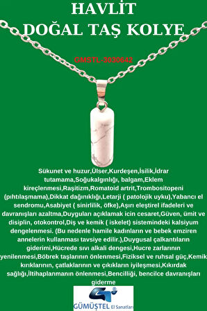 Sertifikalı Havlit Doğal Taş Kolye Özel Kesim Aaa Kalite Sürpriz