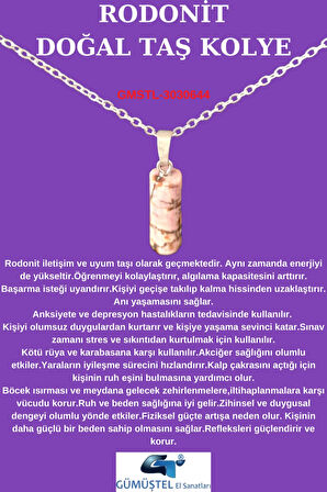 Sertifikalı Rodonit Doğal Taş Kolye Özel Kesim