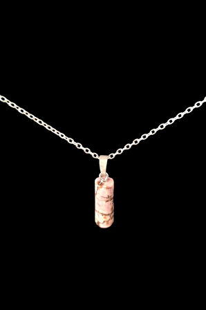 Sertifikalı Rodonit Doğal Taş Kolye Özel Kesim