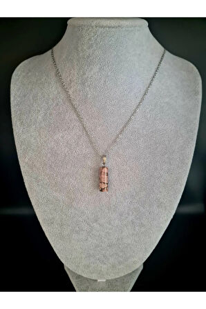 Sertifikalı Rodonit Doğal Taş Kolye Özel Kesim