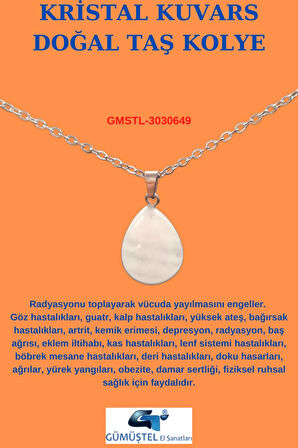 Sertifikalı Kristal Kuvars Doğal Taş Damla Kesim Kolye Aaa Kalite Sürpriz