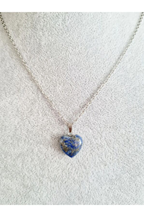 Sertifikalı Doğal Taş Lapis Lazuli Kalp Model Minimal Kolye Aaa Kalite