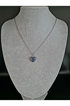 Sertifikalı Doğal Taş Lapis Lazuli Kalp Model Minimal Kolye Aaa Kalite