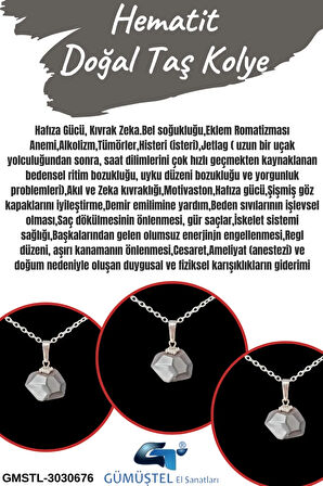 Sertifikalı Hematit Doğal Taş Kolye Faseta Kesim Aaa Kalite