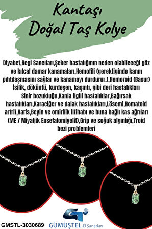 Sertifikalı Kantaşı Doğal Taş Kolye Minimal Sevenler Için Aaa Kalite