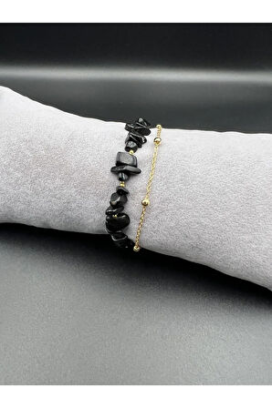 Sertifikalı Siyah Turmalin Doğal Taş Bileklik Özel Tasarım