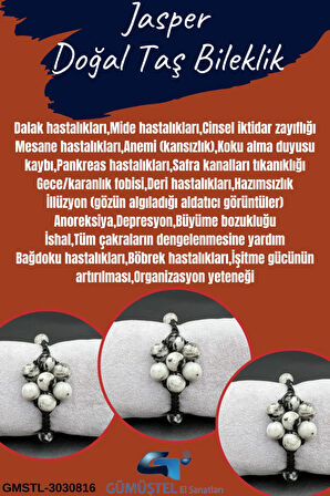 Sertifikalı Jasper Doğal Taş Bileklik Asansörlü Kilit Sistemi Aaa Kalite El Yapımı Bileklik