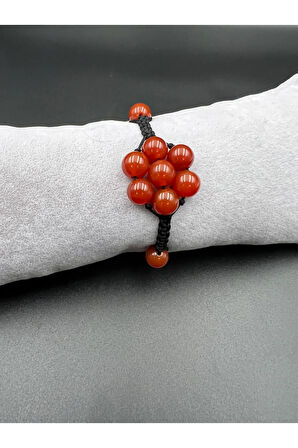 Sertifikalı Turuncu Akik Doğal Taş Bileklik Asansörlü Kilit Sistemi Aaa Kalite El Yapımı Bileklik