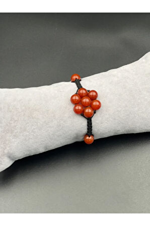 Sertifikalı Turuncu Akik Doğal Taş Bileklik Asansörlü Kilit Sistemi Aaa Kalite El Yapımı Bileklik