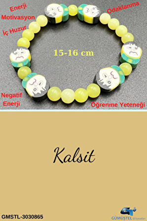 Sertifikalı Kalsit Doğal Taş Çocuk Bilekliği